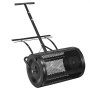 VEVOR Kompoststreuer 76,5 L, 61 cm Torfstreuer mit Schiebe-/Ziehgriff, Torfmoosstreuer 4-Fach Höhenverstellbar, Pulverbeschichtete Stahl-Kompostrolle, Miststreuer zum Pflanzen & Aussäen, Schwarz