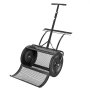 VEVOR Kompoststreuer 76,5 L, 61 cm Torfstreuer mit Schiebe-/Ziehgriff, Torfmoosstreuer 4-Fach Höhenverstellbar, Pulverbeschichtete Stahl-Kompostrolle, Miststreuer zum Pflanzen & Aussäen, Schwarz