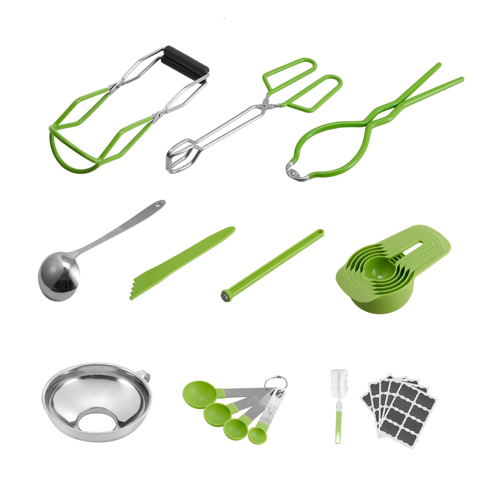 VEVOR Einmachzubehör Starter-Kit 9-teiliges Einmachwerkzeug-Set im Wasserbad für Anfänger (Schöpfkelle, Messlöffel, Messerbecher, Trichter, Zange, magnetischer Glasheber, Glasschlüssel)