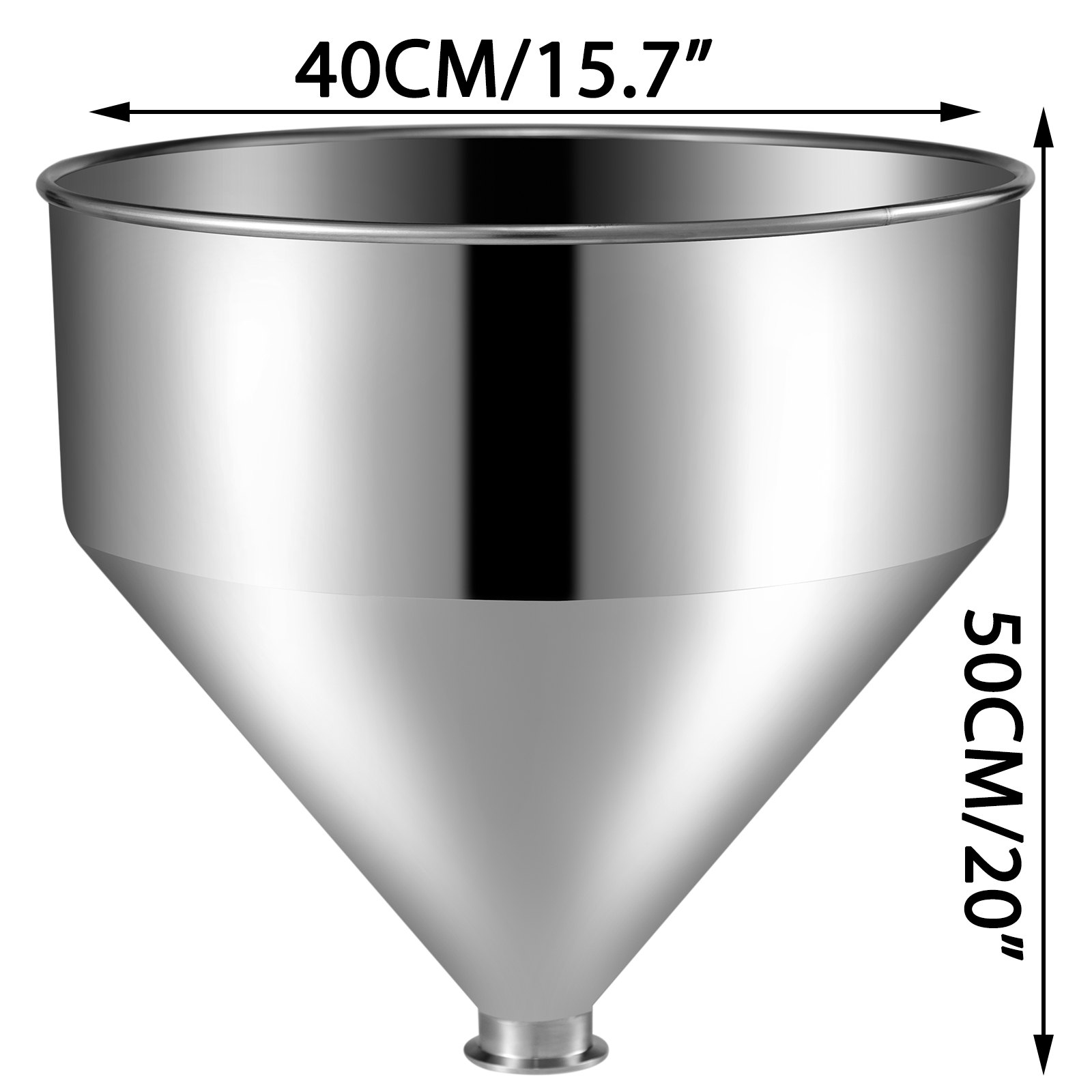 Edelstahl Trichter Trichtertank Lebensmittelqualität Pulverbeschichtet 64mm 40l