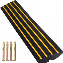 VEVOR Gummi-Panzerrampe für Autoeinfahrt, robust, 22000 lbs Kapazität, Schwellenrampe, 6,4 cm hoch, Kabelabdeckung, Bordsteinkantenbrücke, Rampe zum Laden von Dock Garage, Gehweg
