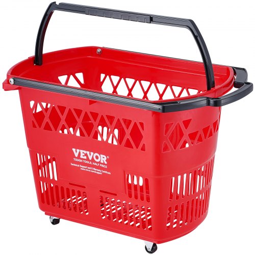 VEVOR Einkaufskorb Set – 12 Stück, Rot, 42,8x30x22 Cm – Mit Kunststoffgriff & Eisenständer Für Supermarkt, Einzelhandel