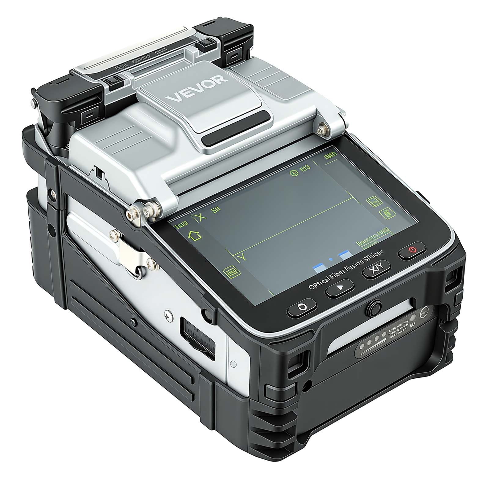 VEVOR Glasfaser-Spleißgerät LWL-Spleißgerät 6 Motoren 0,2µm Kernausrichtung, Fusionsspleißgerät mit VFL OPM für SM MM DS NZDS, 6s Spleißen, 15s Heizung, 5 Zoll Touchscreen, 3-in-1 Faserhalter, 7800mAh