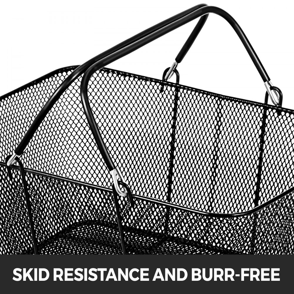 VEVOR Shopping Baskets with Handles, 12 Pieces, Black Metal Shopping Basket, Portable Wire Shopping Basket, Black Wire Mesh Shopping Basket Set for Supermarkets, Retail Stores, Grocery Shopping, Black