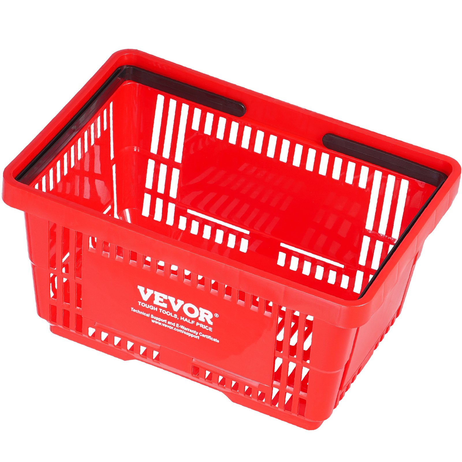 VEVOR Shopping Basket, Set of 12, 24L Robust Plastic Shopping Basket with Handle and Stand, 42 x 29 x 22 cm, Portable Shopping Basket in Bulk Pack for Grocery Shopping in Retail