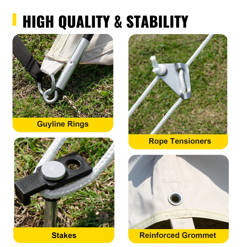 Vevor Zeltplane Sonnensegel Plane Vorzelt Tarp 370x200x180cm Baumwoll-leinwand