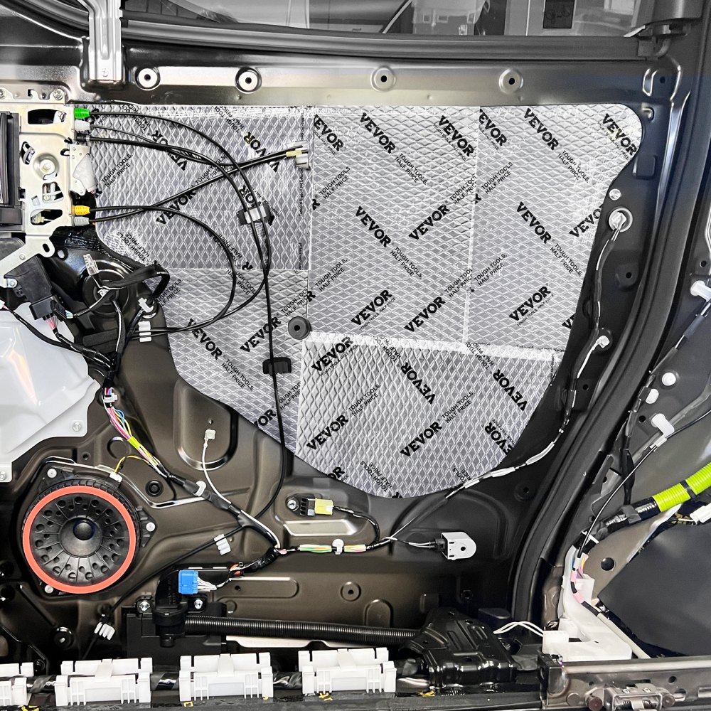 VEVOR 34er-Set Dämmmatte Auto 3,3m² Antidröhnmatte 248,9x398,8mm Fahrzeugdämmung 80mil (2mm) Stärke Aluminium-Folie Schallschutzmatte Hitzebeständig Lärmschutz Akustikdämmung Geräuschdämmung