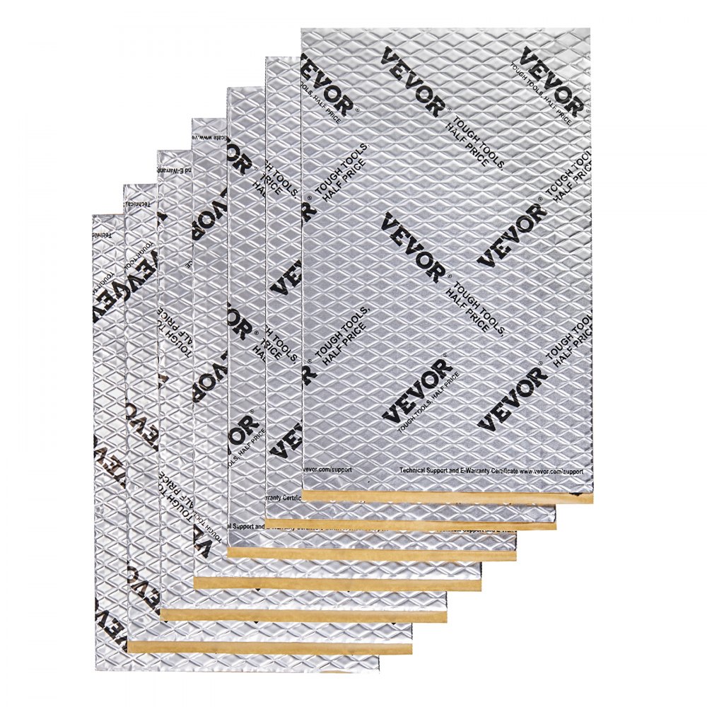 VEVOR 47-piece set of soundproofing mats for cars, 4.8m², anti-vibration mat, 248.9x398.8mm, vehicle insulation, 50mil (1.3mm) thick aluminum foil, soundproofing mat, heat-resistant, noise reduction, acoustic insulation, soundproofing