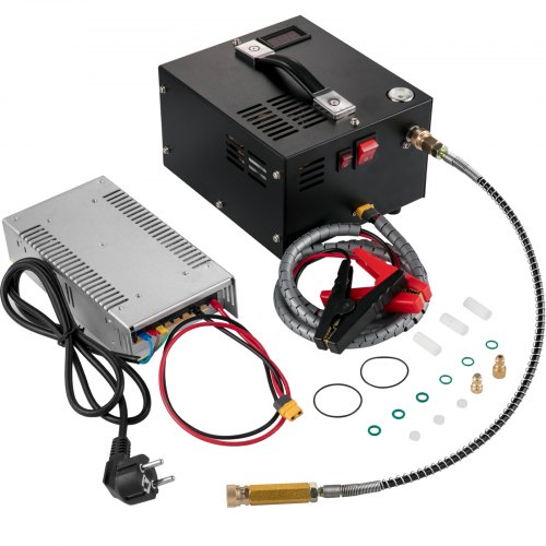 VEVOR Elektrischer PCP Kompressor 300 W, Hochdruck Luftkompressor 220 V, Tauchflaschen Kompressor Manuelles Herunterfahren, PCP-Luftpumpe mit Schnellkupplung, Transformator, Reparatursatz und Lüfter