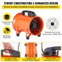 VEVOR Baulüfter 230 W Axialventilator, 2800 U / min Axialgebläse, 200 mm Durchmesser Windmaschine mit 10 Meter PVC Schlauch, 1500 m3 / h Luftdurchfluss Industrieventilator für Kühlung & Trocknung