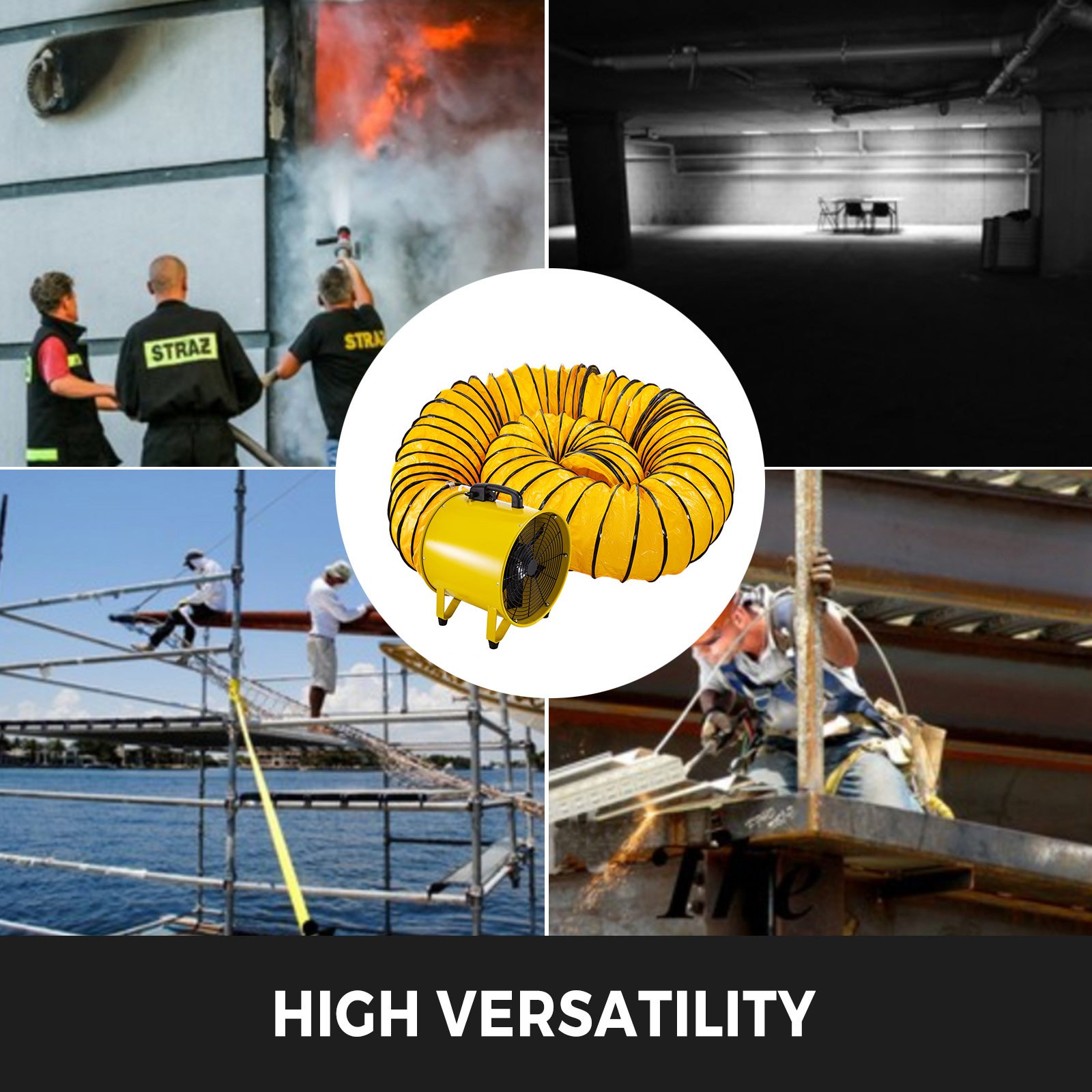 Baulüfter Axialventilator φ400mm Baugebläse 3670-5400m³/h 10m Schlauch 16"