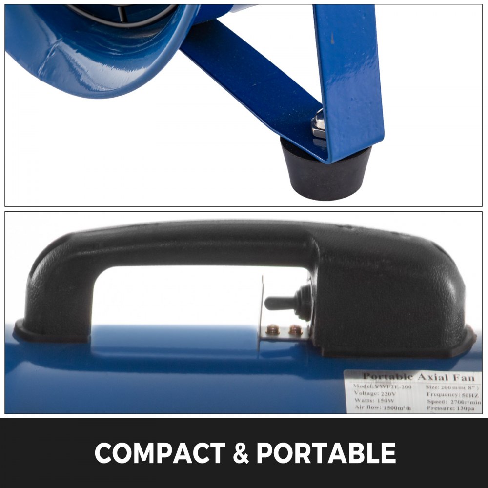 8’’ Baulüfter Lüfter Axialventilator Axialgebläse 1500m3/h Baugebläse 2700r/min