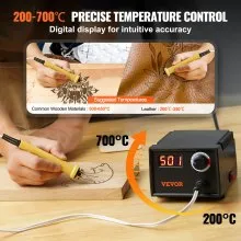 VEVOR Professionelles Holzbrenner Werkzeug Brandmalerei, Brandmalerei-Set Holzbrennwerkzeug Digital Display, Brandmalgerät Pyrography Machine Set, Brandmalstation inkl. 23 Drahtspitzen Brandmalkolben