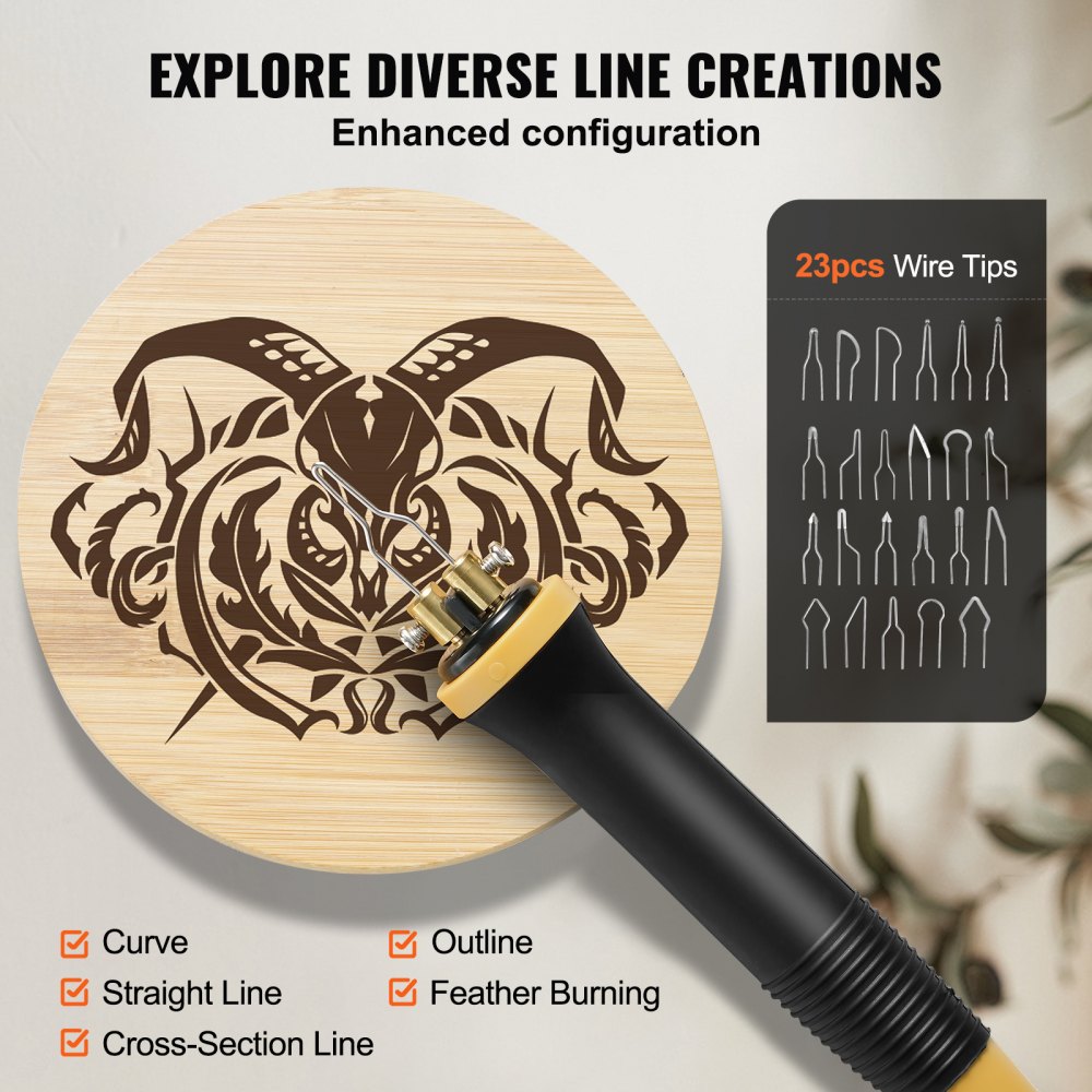 VEVOR Professionelles Holzbrenner Werkzeug Brandmalerei, Brandmalerei-Set mit Dual-Stift & Dual-Anschluss, Brandmalgerät, Pyrography Machine Set, Brandmalstation inkl. Digitalanzeige Brandmalkolben