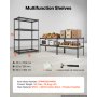 VEVOR Lagerregal 4-Stöckig Drahtregal 1016x508x1524mm mit 1089kg Tragkraft, Gitterregal für Lager Garage Küche & Zuhause, Stahlkonstruktion, Regalböden Höhenverstellbar, Drahtgitterpaneele, Schwarz