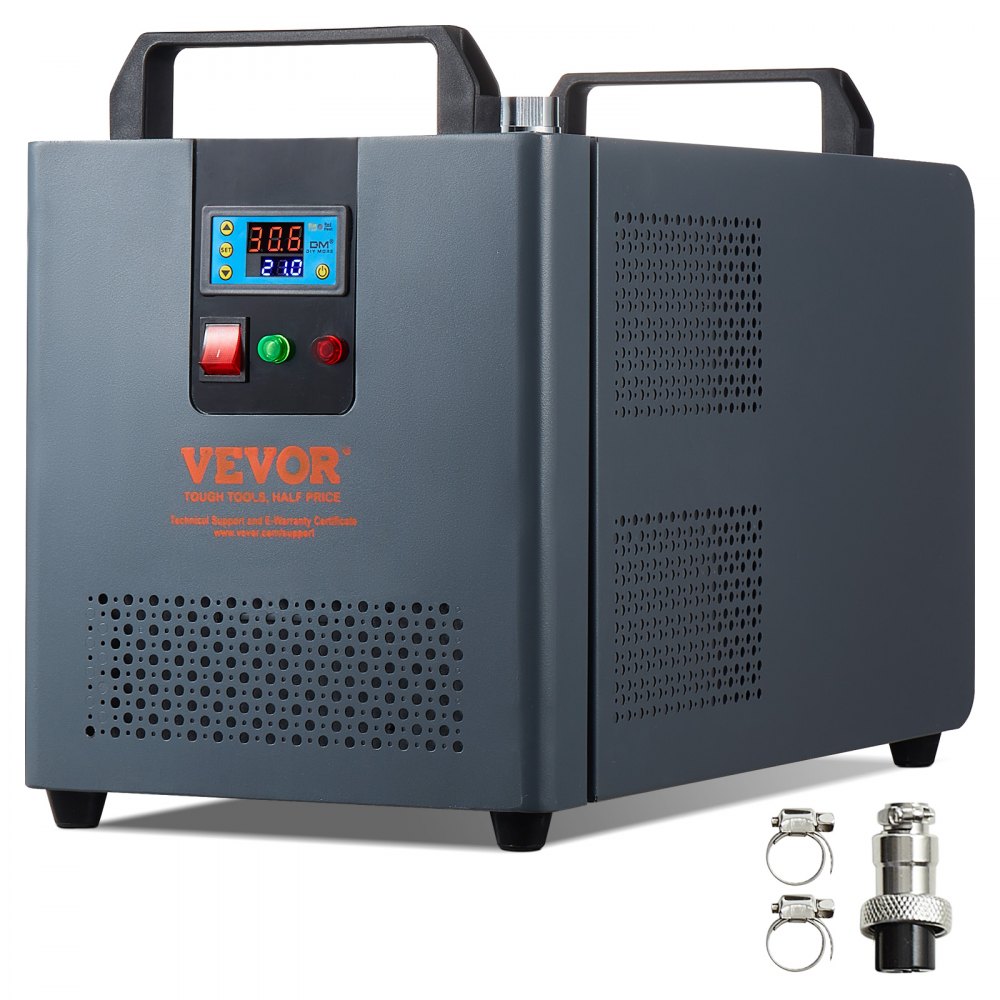 Vevor Industrieller Wasserkühler, Laserkühler-kühlsystem Mit Eingebautem Kompressor, 12L Wassertankkapazität, 7,2L/min Max. Durchflussrate, 200W Kühlleistung Für Die Kühlmaschine Einer CO2-lasergravurmaschine