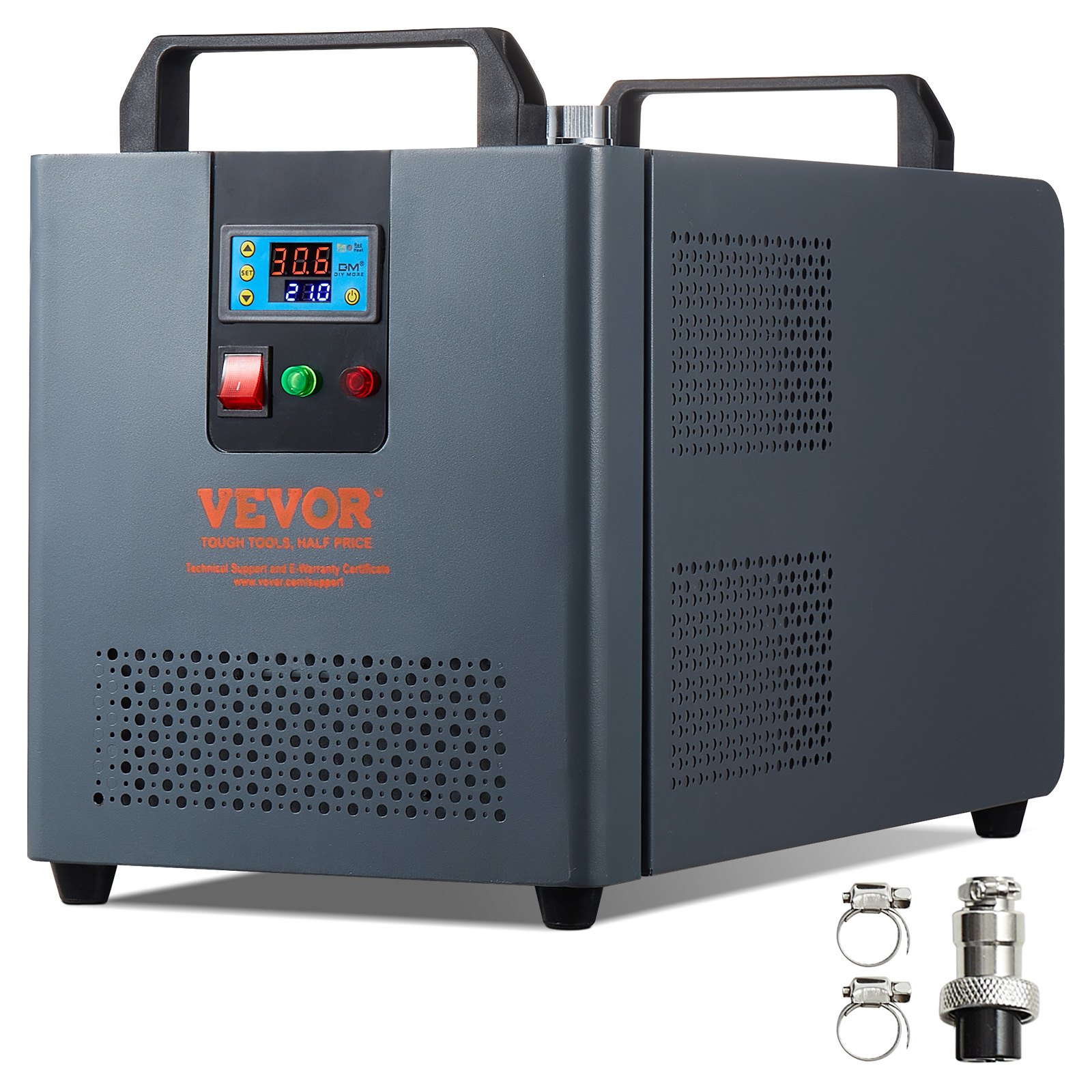 VEVOR Industrieller Wasserkühler, KH-6000, 200 W industrielles Wasserkühler-Kühlsystem mit Kompressor, 12 l Wassertankkapazität, 7,8 l/min max. Durchflussrate, für Kühlmaschine für CO2-Lasergravurmaschinen
