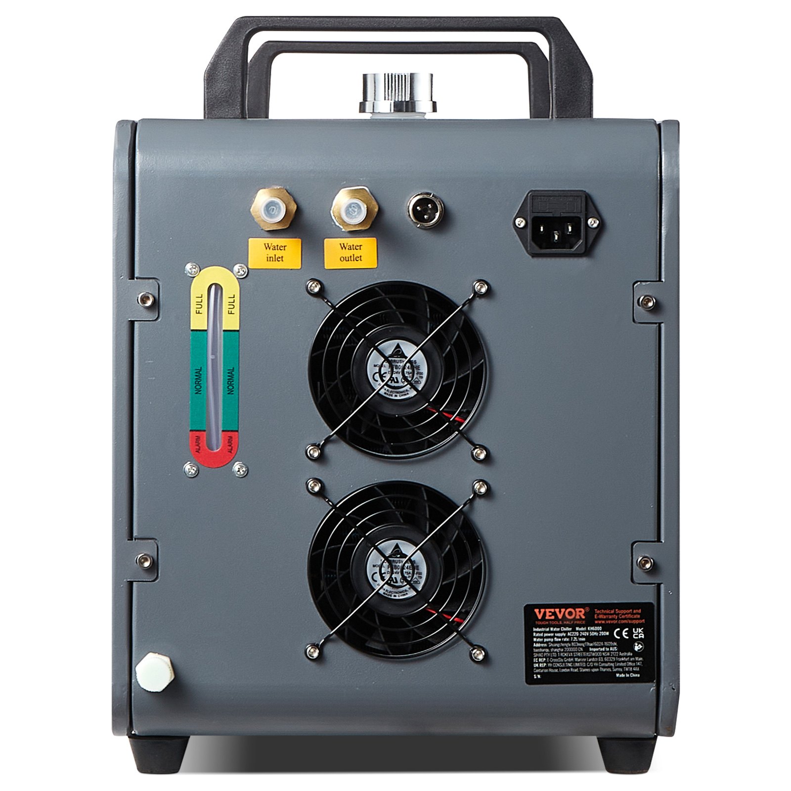 VEVOR Industrieller Wasserkühler, KH-6000, 200 W industrielles Wasserkühler-Kühlsystem mit Kompressor, 12 l Wassertankkapazität, 7,8 l/min max. Durchflussrate, für Kühlmaschine für CO2-Lasergravurmaschinen
