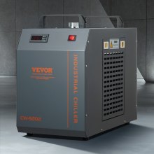 VEVOR Industrieller Wasserkühler, CW-5202, Wasserkühler-Kühlsystem mit eingebautem Kompressor, 7 L Wassertankkapazität, 18 L/min max. Durchflussrate, für Kühlmaschine für CO2-Lasergravurmaschinen