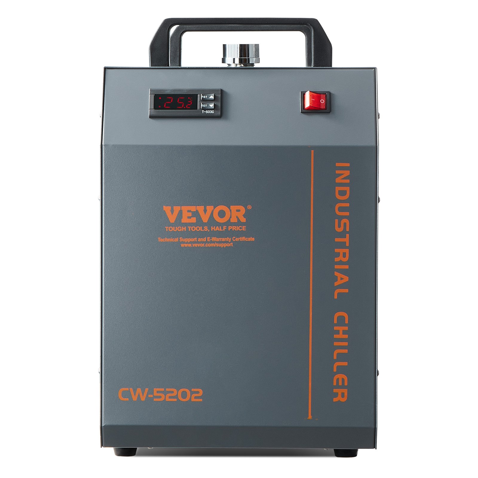 VEVOR Industrieller Wasserkühler, CW-5202, Wasserkühler-Kühlsystem mit eingebautem Kompressor, 7 L Wassertankkapazität, 18 L/min max. Durchflussrate, für Kühlmaschine für CO2-Lasergravurmaschinen