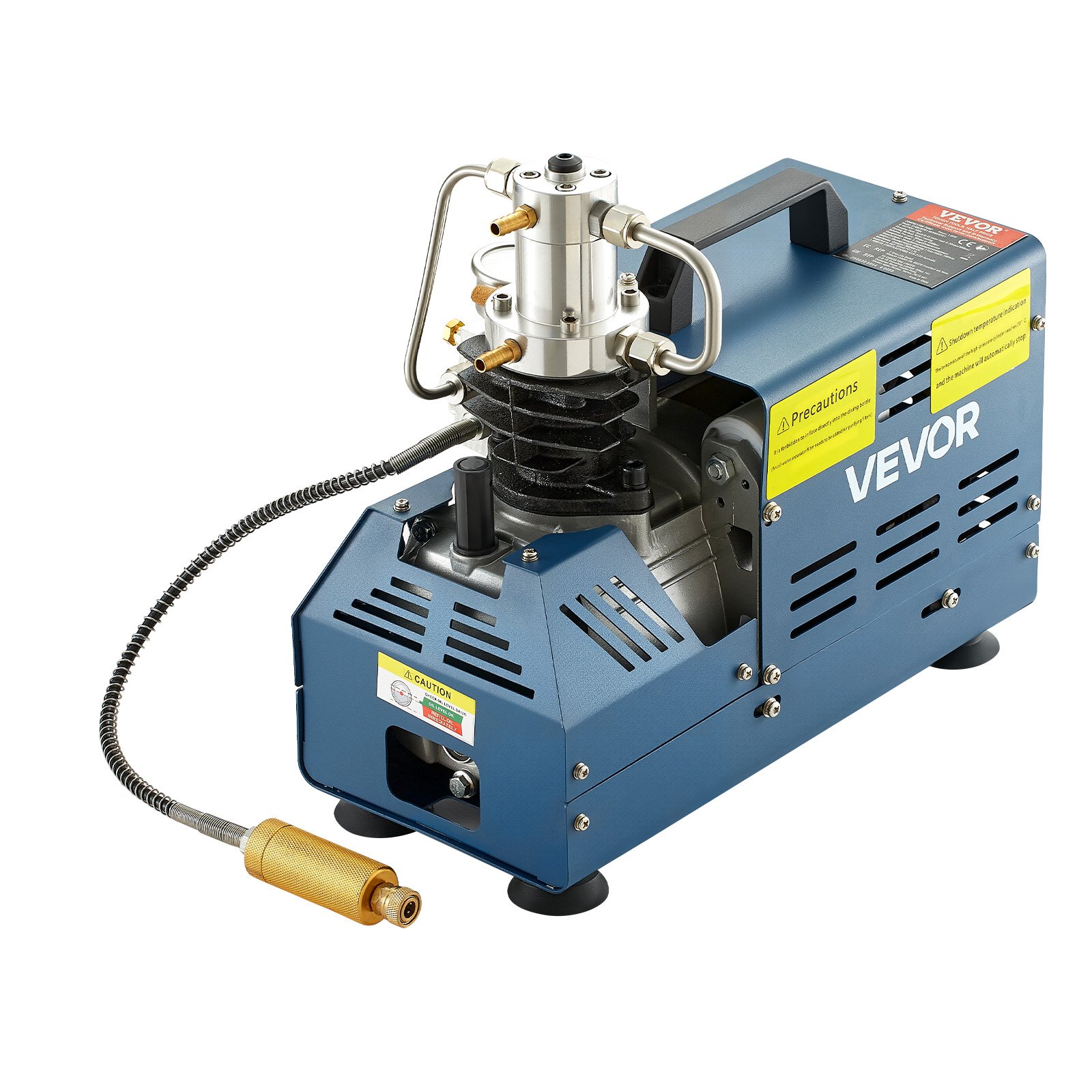 VEVOR Hochdruckkompressor, 4500PSI/30MPA/300BAR Hochdruck-Luftkompressor, 1800W 220V Manueller Stopp Luftgewehrkompressor Geeignet für Paintball-Luftgewehr, PCP-Gewehr, Luftpistole, Tauchflasche