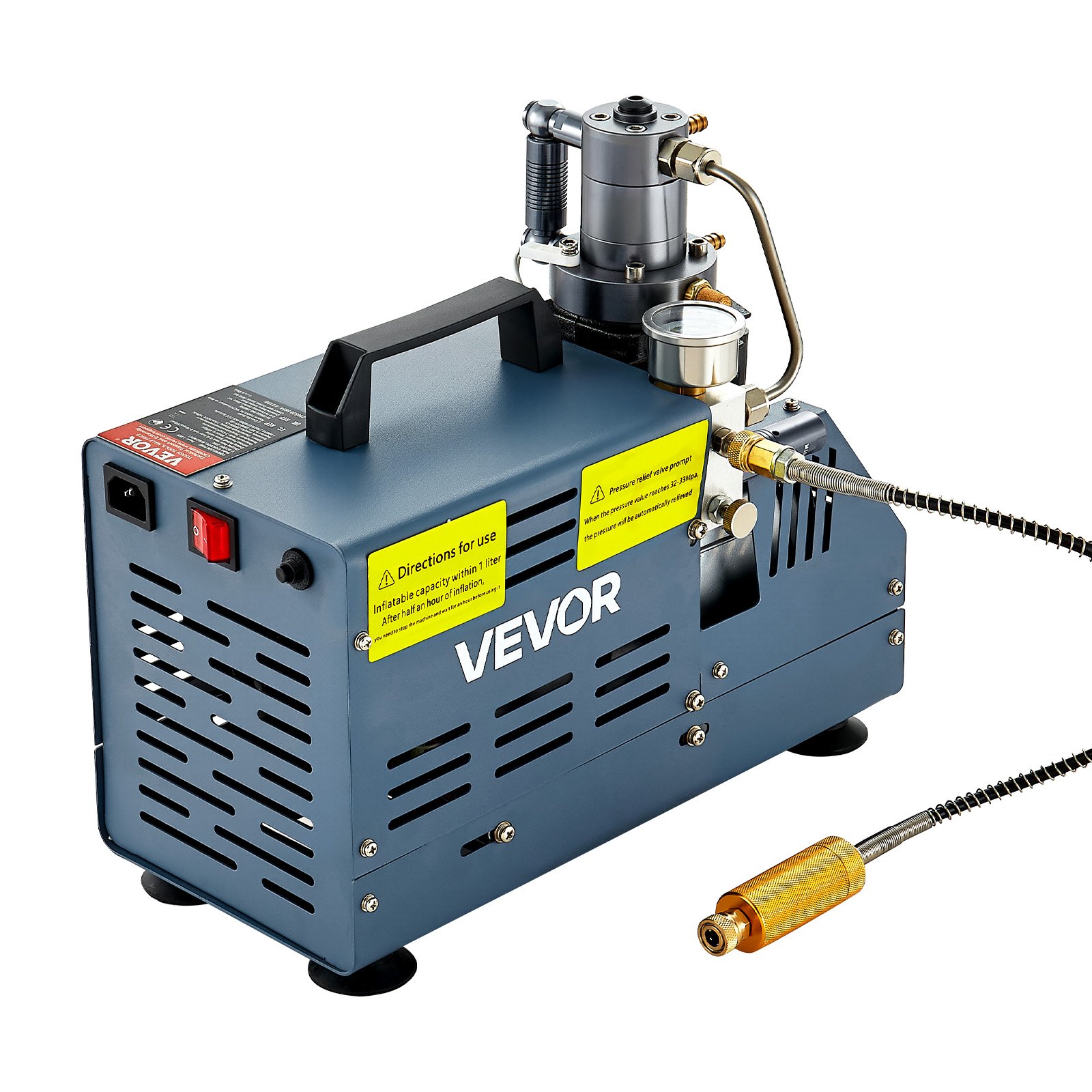 VEVOR Hochdruckkompressor, 4500PSI/30MPA/300BAR, 1800W 220V Luftgewehrkompressor mit automatischer Abschaltung, geeignet für Paintball-Luftgewehr, PCP-Gewehr, Luftpistole, Tauchflasche