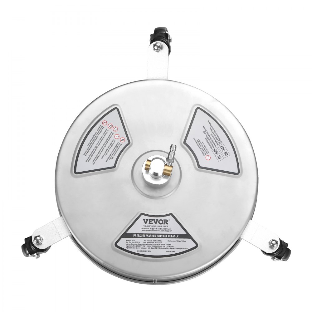 VEVOR Hochdruckreiniger Edelstahl Oberflächenreiniger 3,7L/min Flächenreiniger Hochdruck φ380mm Pflasterreinigungsgerät Max.4000PSI Terrassenreiniger Doppeldüsensystem 0°/15°/25°/40°/65°-Sprühwinkel