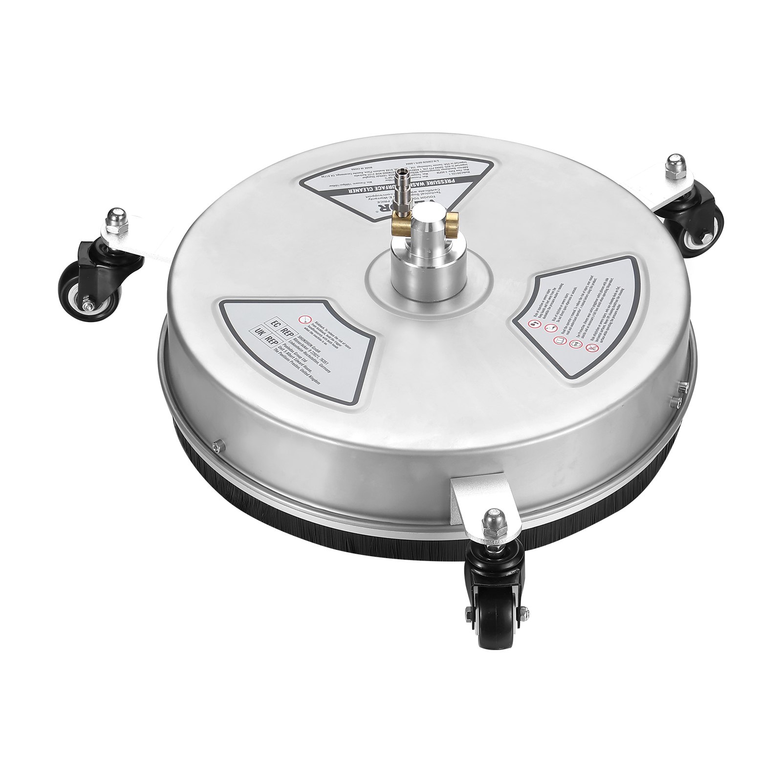 VEVOR Hochdruckreiniger Edelstahl Oberflächenreiniger 3,7L/min Flächenreiniger Hochdruck φ380mm Pflasterreinigungsgerät Max.4000PSI Terrassenreiniger Doppeldüsensystem 0°/15°/25°/40°/65°-Sprühwinkel