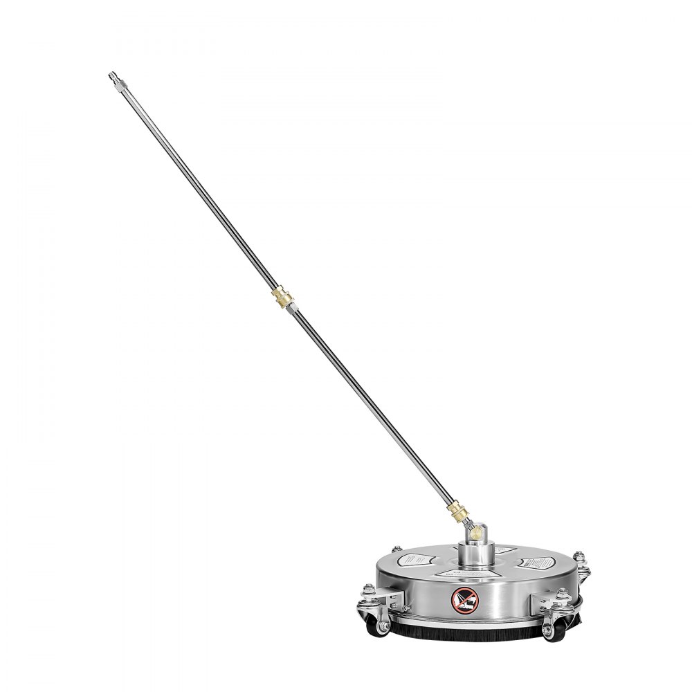 VEVOR 325 mm Hochdruckreiniger, Oberflächenreiniger, Flächenreiniger aus Edelstahl mit 4 Rädern, max. 4000 PSI, 6,35 mm Schnellanschluss, 2 Sprühdüsen, 2 verlängerte Stäbe für Beton, Terrasse, Deck
