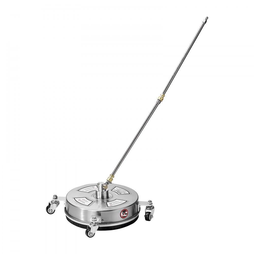 VEVOR 325 mm Hochdruckreiniger, Oberflächenreiniger, Flächenreiniger aus Edelstahl mit 4 Rädern, max. 4000 PSI, 6,35 mm Schnellanschluss, 2 Sprühdüsen, 2 verlängerte Stäbe für Beton, Terrasse, Deck