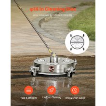 VEVOR 325mm Hochdruckreiniger Oberflächenreiniger 4000PSI 2 verlängerte Stäbe