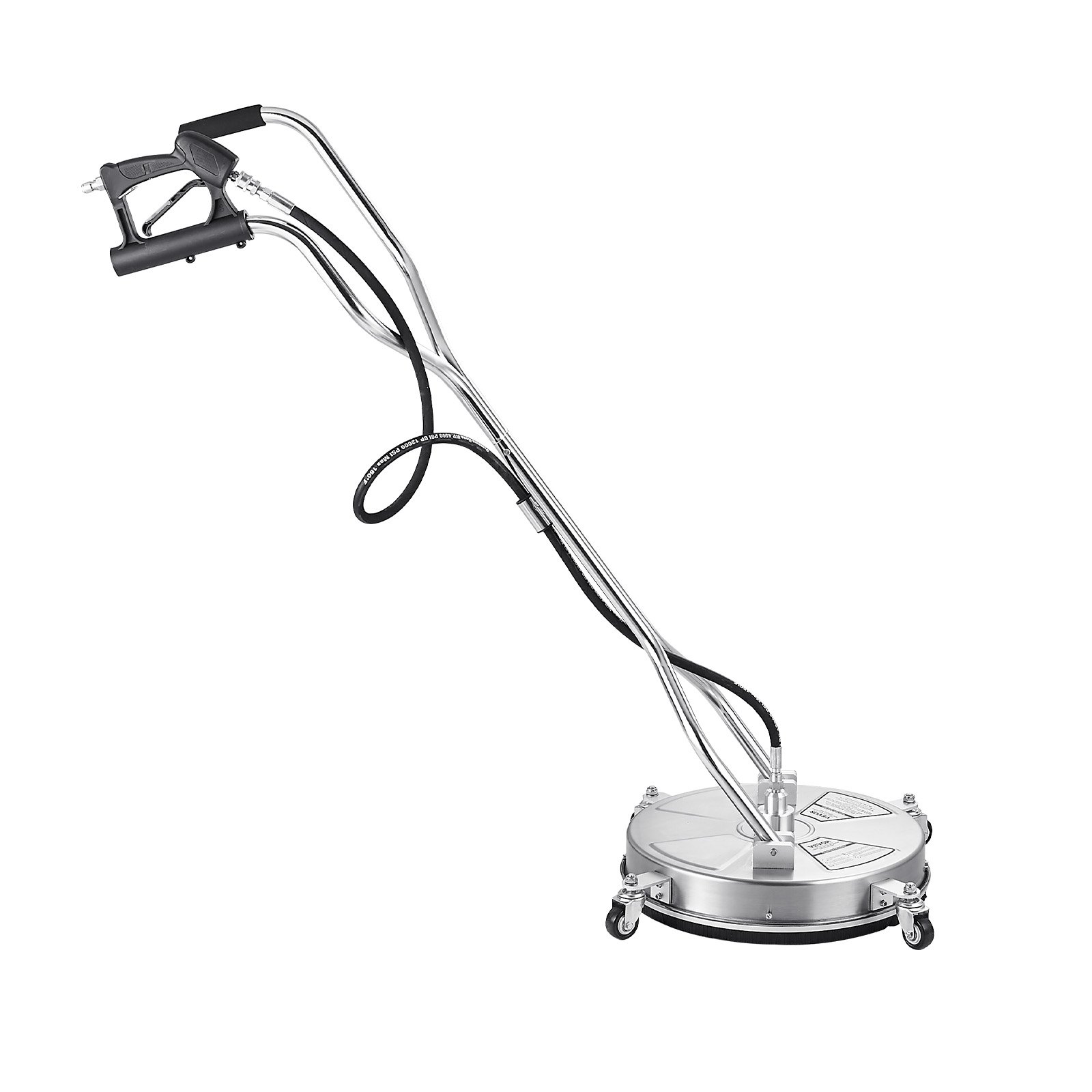 VEVOR 465 mm Hochdruckreiniger, Oberflächenreiniger, Flächenreiniger aus Edelstahl mit 4 Rädern, max. 4000 PSI, 3/8-Schnellanschluss, 2 Sprühdüsen, Doppelgriff, für Beton, Terrasse, Gehweg