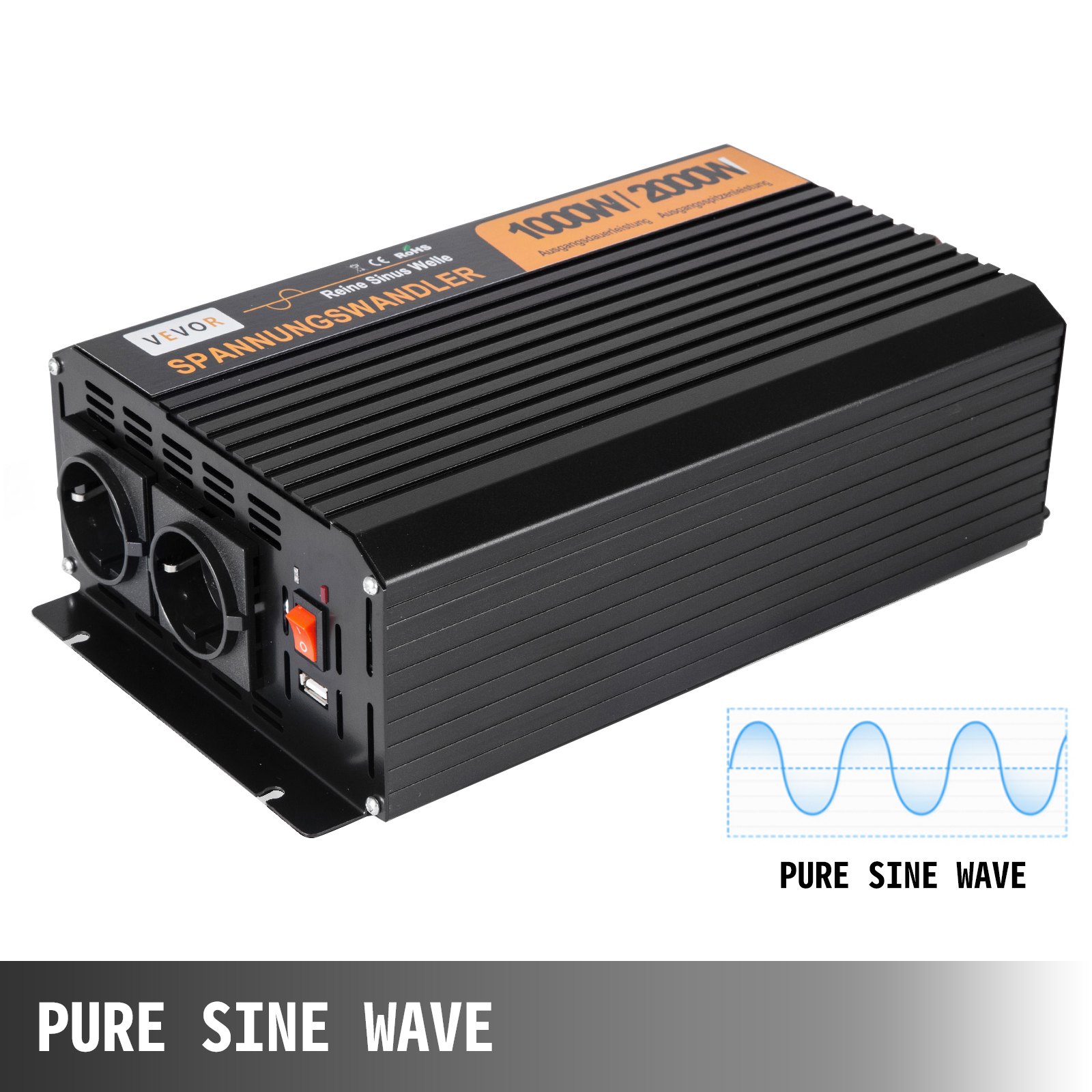 Spannungswandler 1000 2000 Watt 12v 230v Wechselrichter Softstart Ce Neu