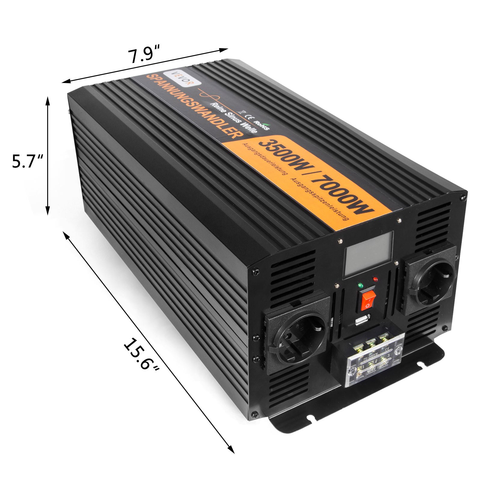 Pure Sine Wave Power Inverter Lcd Screen Soft-start Avr Concessional
