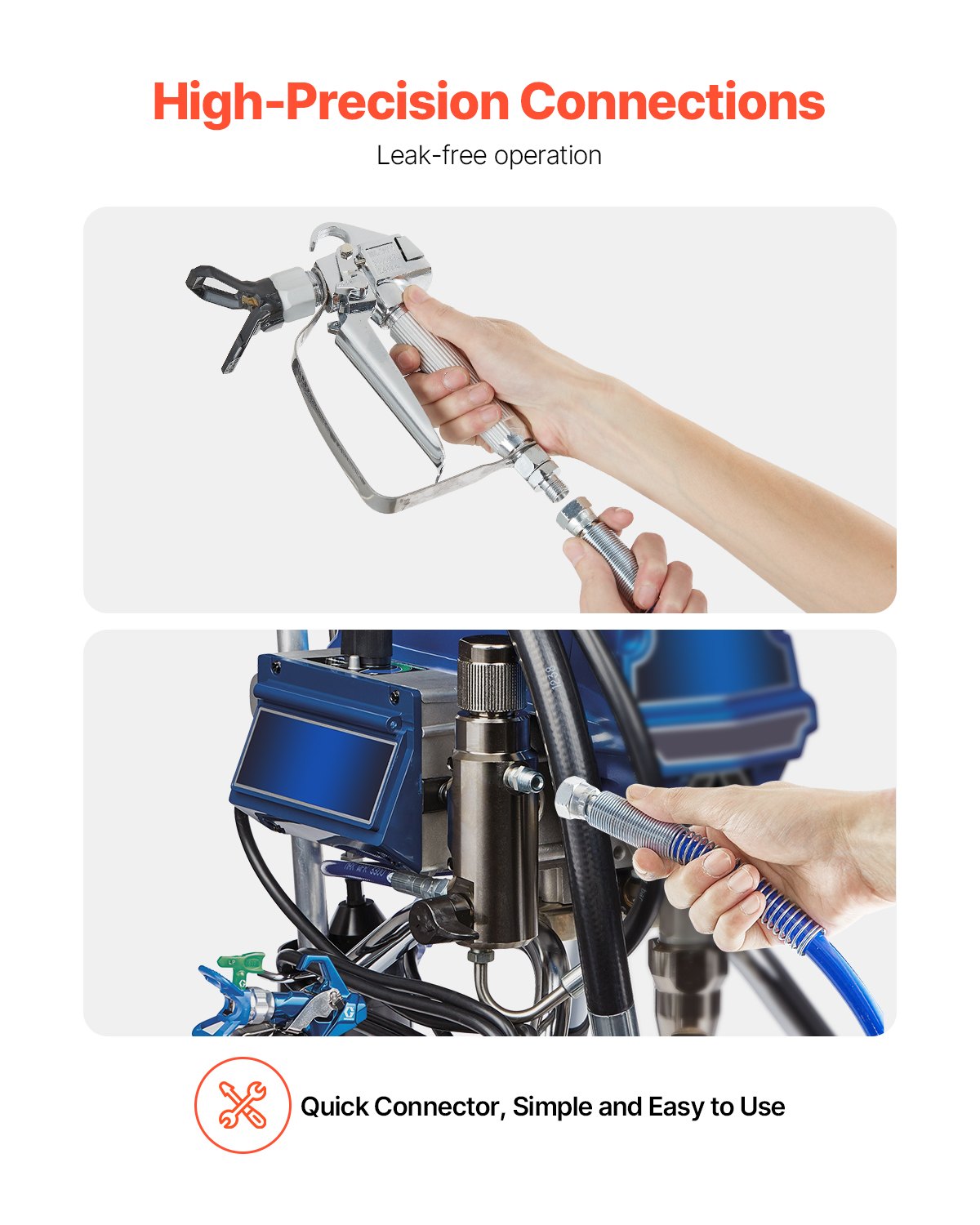 VEVOR 7,62 m Airless-Farbspritzschlauch, 1/4 Zoll Universal Airless-Farbspritzschlauch, 4350 PSI Airless-Spritzschlauch, mehrschichtiger verstärkter Stahldrahtgeflechtschlauch für Farbspritzgeräte