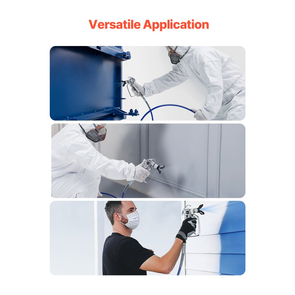 VEVOR 15,2 m Airless-Farbspritzschlauch, 1/4 Zoll Airless-Farbspritzschlauch, 4350 PSI flexibler Airless-Spritzschlauch, mehrschichtiger verstärkter Stahldrahtgeflechtschlauch für Farbspritzgerät