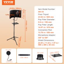 VEVOR Mikrofon-Isolationsschild 5-teilig mit Pop-Filter-Bodenstativ