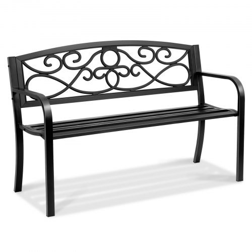 VEVOR Gartenbank Terrassenbank aus Metall, 127 cm Parkbank Ruhebank 250 kg Tragkraft, 3 Personen Garten- und Parkbank mit Rückenlehne & Armlehnen, Vintage Sitzbank für Garten, Park, Hof, Veranda