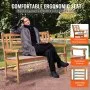 VEVOR Gartenbank Terrassenbank aus Holz, 122 cm Parkbank Ruhebank 318 kg Tragkraft, 3 Personen Garten- und Parkbank mit Rückenlehne & Armlehnen, Vintage Sitzbank für Garten, Park, Hof, Veranda usw.