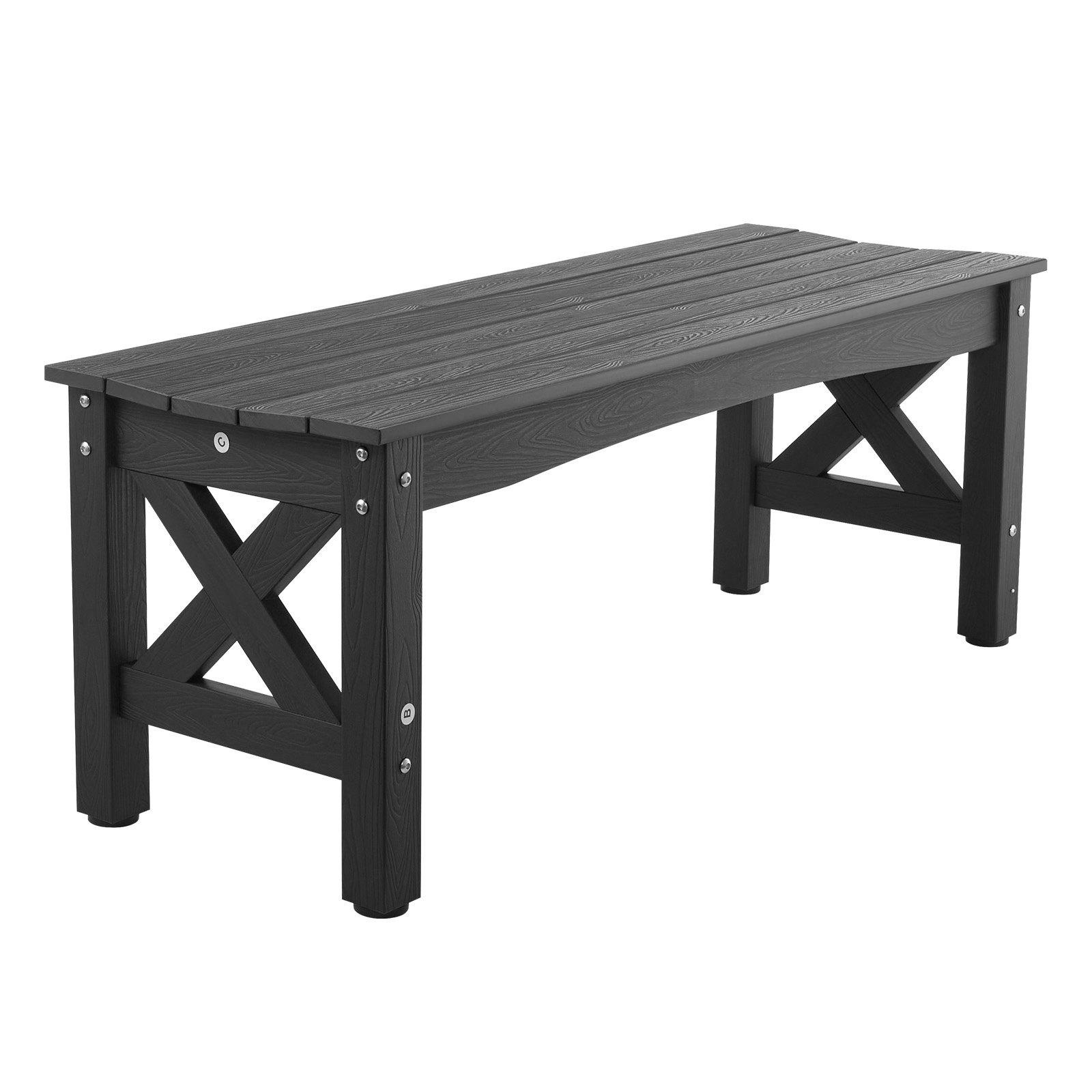 VEVOR Gartenbank Gartenmöbel Bänke 113 cm 272 kg Tragkraft, wetterfeste Verandabank mit verstellbaren Fußpolstern & dickem Bein, Terrassenbank aus Kunststoff für Garten Park Hof Veranda, Schwarz