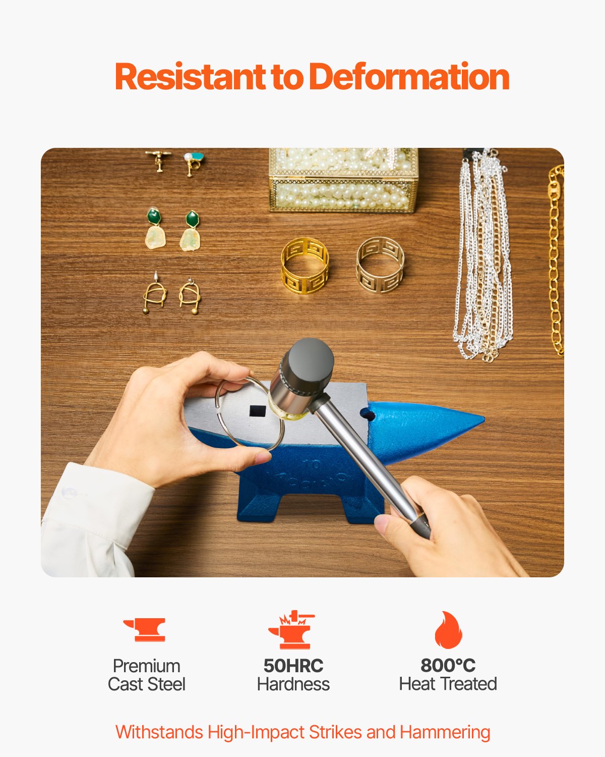 VEVOR Einzelhorn-Amboss 10 kg Stahlamboss, Schmiedestahlwerkzeuge mit rundem & quadratischem Loch, Amboss, robuster Schmied, Juwelier, langlebiges & robustes Metallschmiedewerkzeug