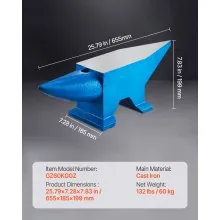 VEVOR Schmiede Amboss 60 kg Schmiede Zubehör Amboss Werkzeuge geschmiedeter Stahl mit rundem und quadratischem Loch robust