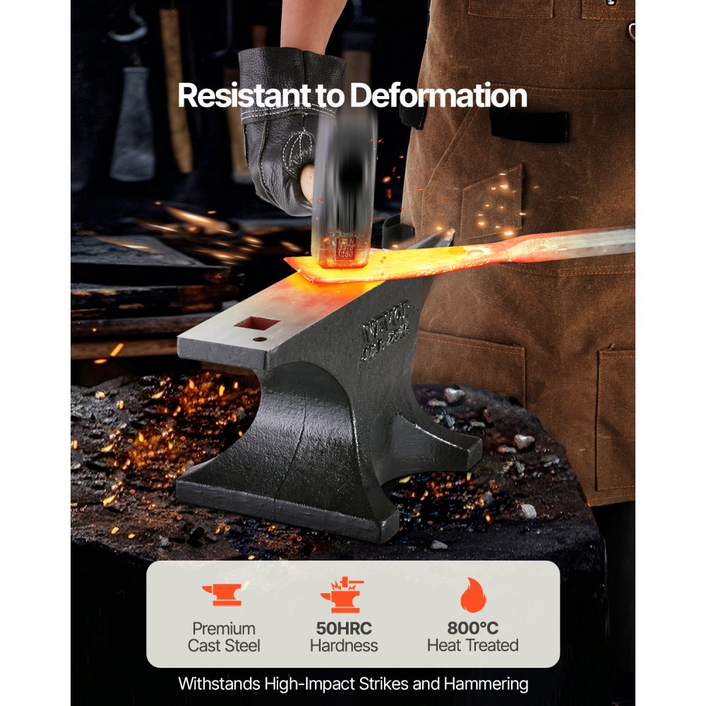 VEVOR Einzelhornamboss Amboss aus Gussstahl 25 kg runder Hornamboss mit hoher Härte & großer Arbeitsplatte & stabiler Basis, Metallbearbeitungswerkzeug zum Biegen Formen und Verdrehen von Metall