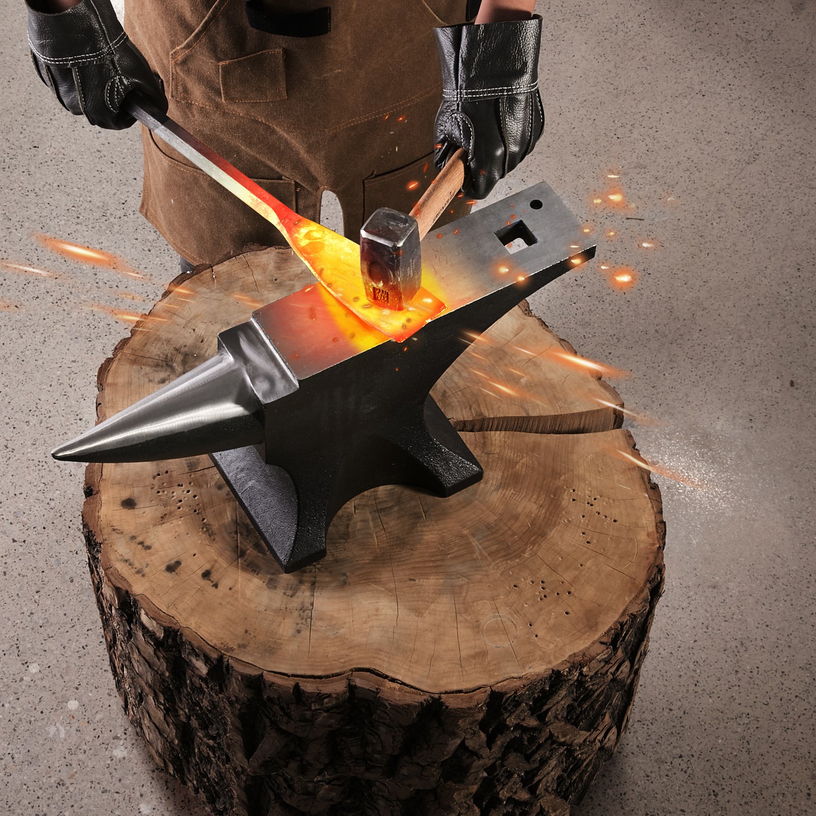 VEVOR Single Horn Anvil, Cast Steel, 52.8 kg, Round Horn Anvil with High Hardness, Large Worktop & Stable Base, Metalworking Tool for Bending, Shaping and Twisting Metal