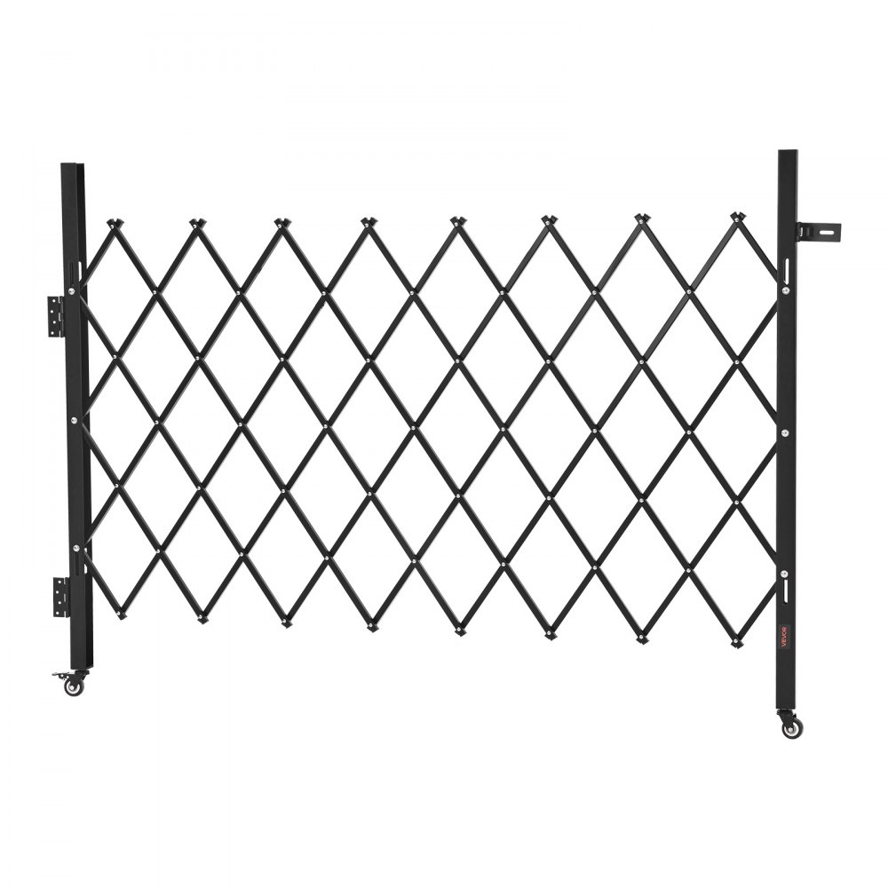 VEVOR Sicherheitstor (Einzel) abschließbares klappbares Scherentor mit 360°-Lenkrollen, einziehbare Stahltore Outdoor, für Eingangssicherheit Garage Lager, Falttor 170 x 131 cm (B x H) Schwarz
