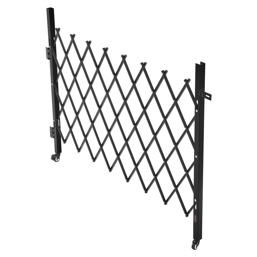 VEVOR Sicherheitstor (Einzel) abschließbares klappbares Scherentor mit 360°-Lenkrollen, einziehbare Stahltore Outdoor, für Eingangssicherheit Garage Lager, Falttor 170 x 131 cm (B x H) Schwarz