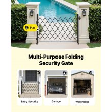 VEVOR Sicherheitstor (Einzel) abschließbares klappbares Scherentor mit 360°-Lenkrollen, einziehbare Stahltore Outdoor, für Eingangssicherheit Garage Lager, Falttor 170 x 131 cm (B x H) Schwarz