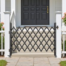 VEVOR Sicherheitstor (Einzel) abschließbares klappbares Scherentor mit 360°-Lenkrollen, einziehbare Stahltore Outdoor, für Eingangssicherheit Garage Lager, Falttor 170 x 131 cm (B x H) Schwarz