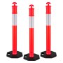 VEVOR Verkehrsleitpfosten Leitpfosten (114 cm) mit beschwertem Sockel & Reflektorstreifen, robuste Leitpfosten für Baustellen, Parkplätze, Absperrpfosten zur Steuerung von Menschenmengen, rot
