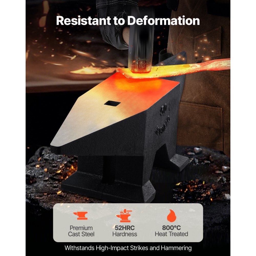VEVOR Amboss aus Stahl 48,1 kg Einzelhorn-Amboss mit großer Arbeitsplatte und stabiler Basis, hohe Härte, robuster, runder Horn-Amboss, Schmiede, zum Biegen, Formen